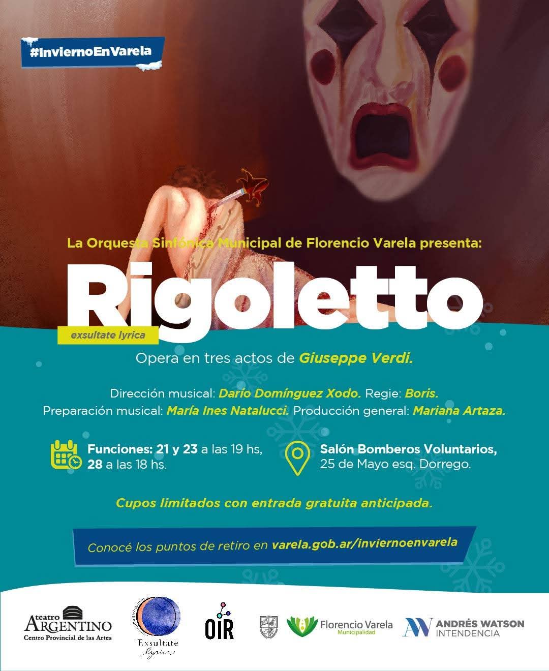 ¡Las vacaciones de invierno se viven en Varela con la Orquesta Sinfónica Municipal que presentará Rigoletto!