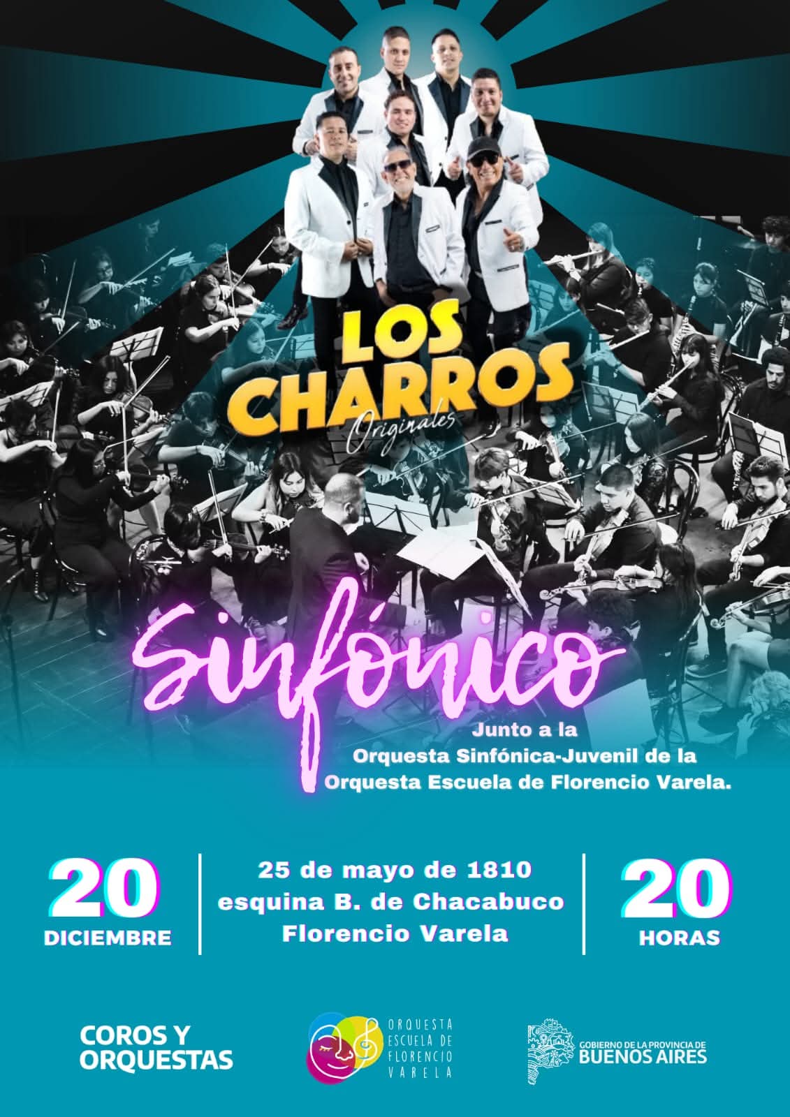 Concierto histórico en Florencio Varela: Los Charros Originales celebrarán 30 años de trayectoria junto a 200 músicos en escena de la Orquesta Sinfónico Juvenil 